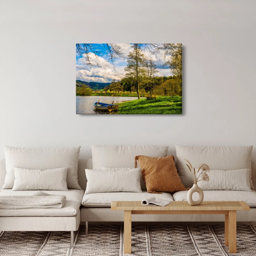 Egy csónak képe a tó mellett (90x60 cm)