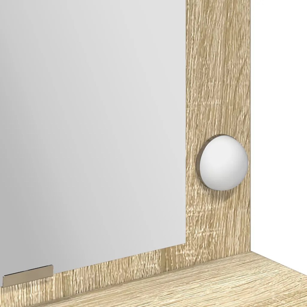 LED-es lámpás öltözködőasztal Sonoma tölgy 100x41x135 cm