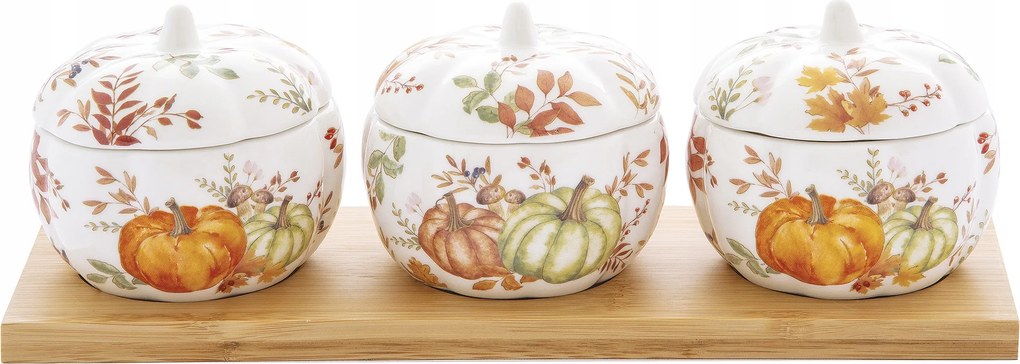 Tároló doboz szett sütőtök egész évben ősz porcelán 3db-os