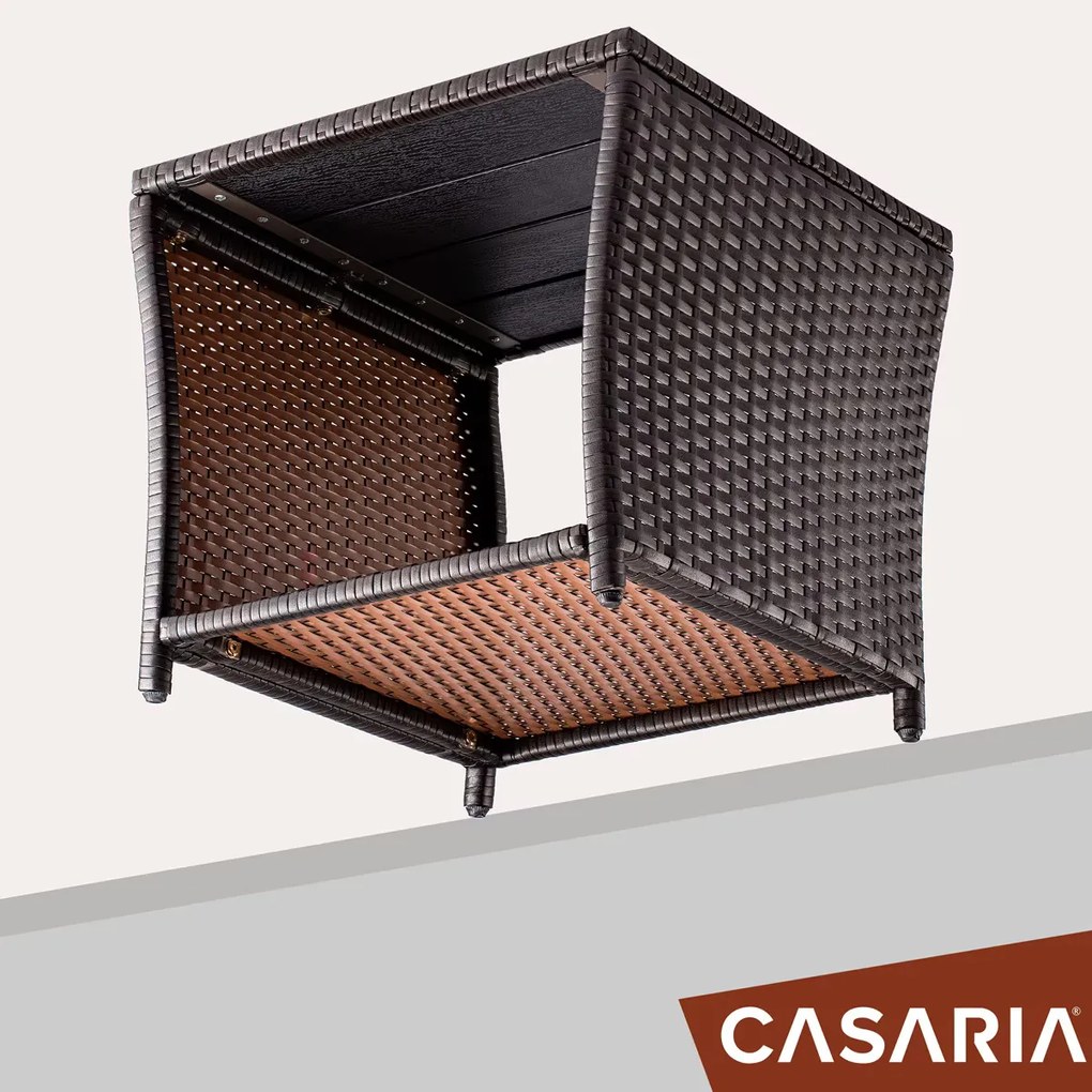 Deuba Vedis polyrattan asztalka 45x45x40 cm - barna