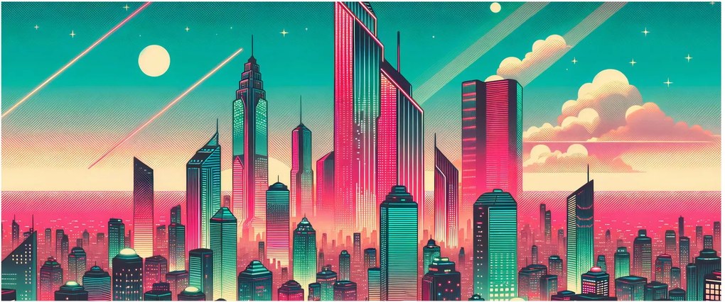 Kép – Nagyváros pop-art stílusban (120x50 cm)