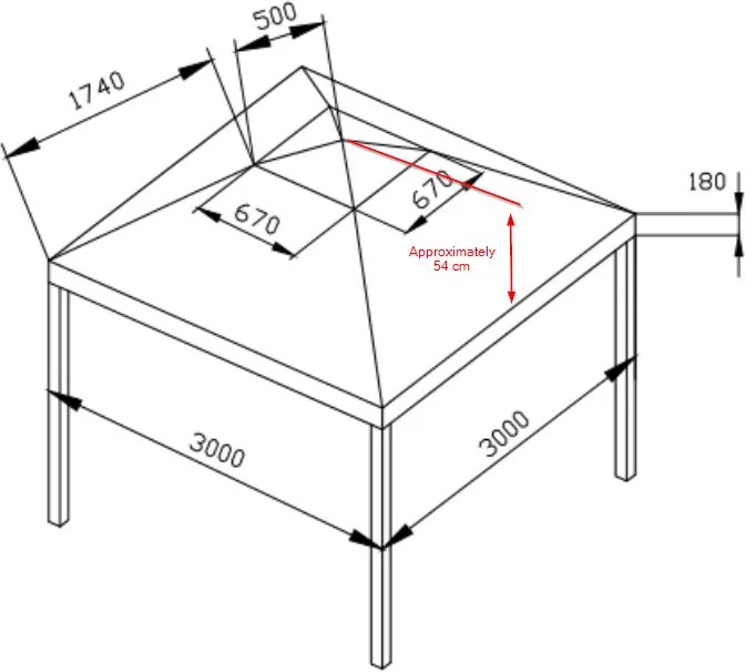 barna pavilon tetőponyva 310 g/m², 3 x 3 m