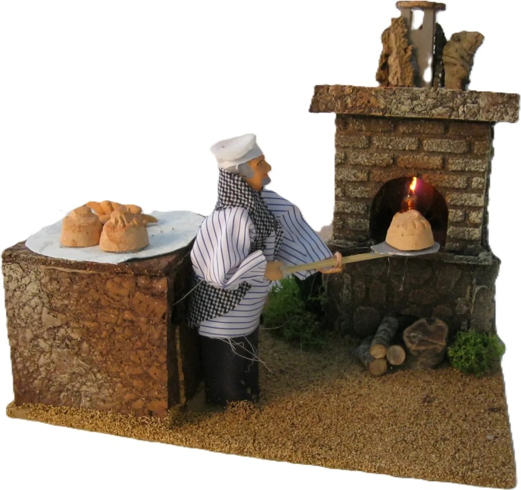 Mozgatható Karácsonyi Betlehem Figura.- Pék a kályhánál, 12cm magas figurákhoz