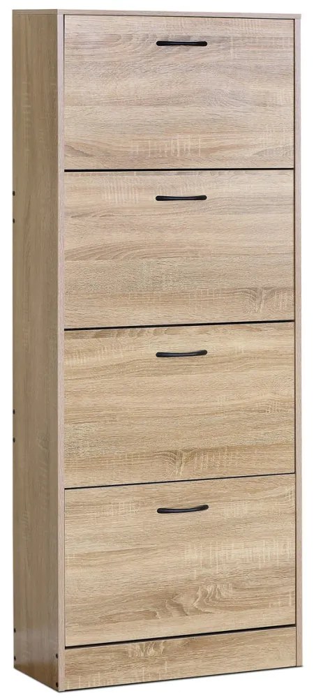 Dulap pentru pantofi, 4 compartimente, decor stejar, MDF