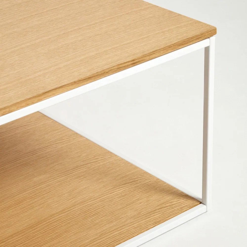 Dohányzóasztal tölgyfa dekoros asztallappal 80x80 cm Yona - Kave Home