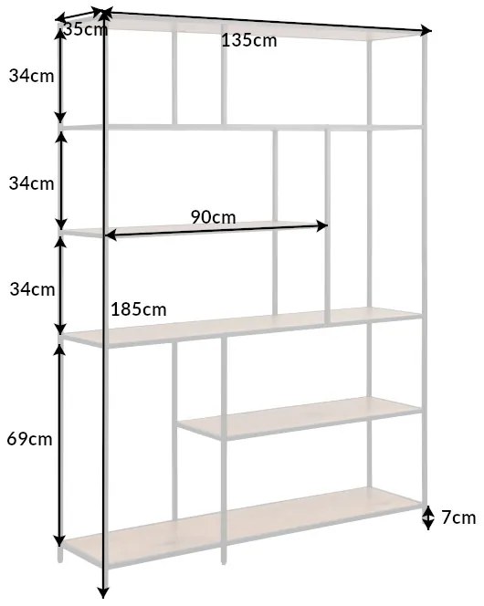 Design könyvespolc Maille 185 x 135 cm vad tölgy
