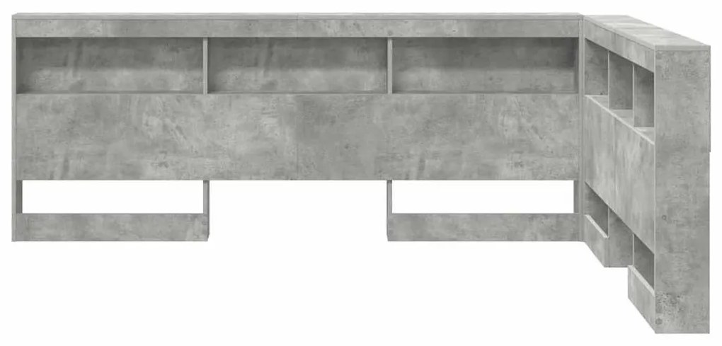 Tároló fejtámla polcokkal tárolóval Beton szürke 135 cm Faanyag
