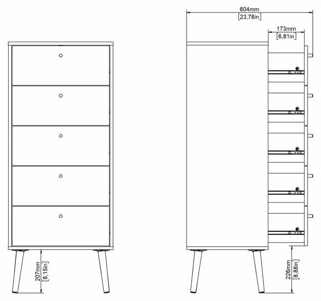Antracitszürke magas komód 50x120 cm Bodo – Tvilum