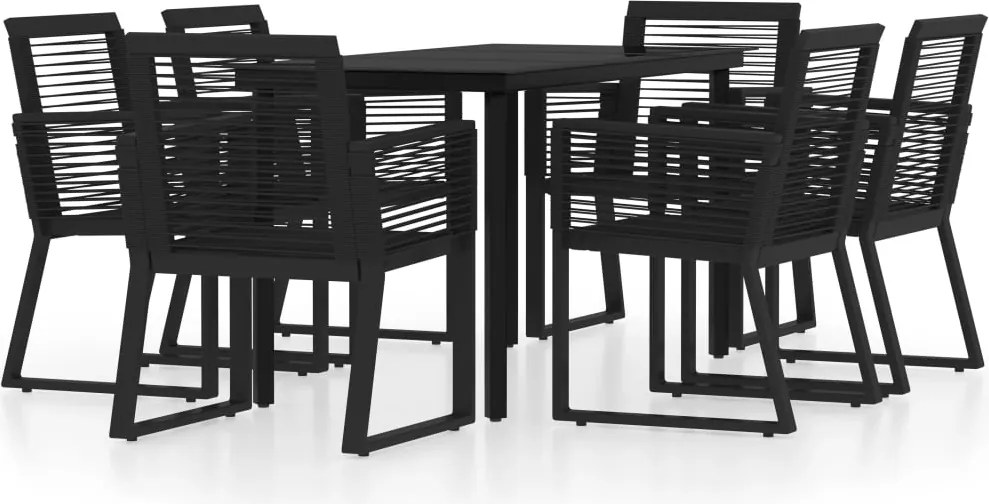vidaXL 7 részes fekete kerti étkezőgarnitúra