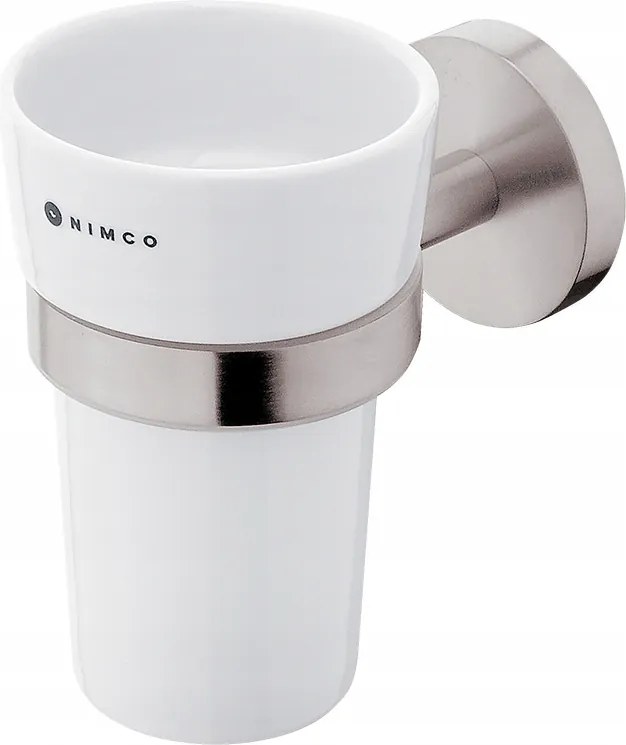 Nimco Unix rozsdamentes acél fogkefe tartó, kerámia pohár Unm 13058KU-10