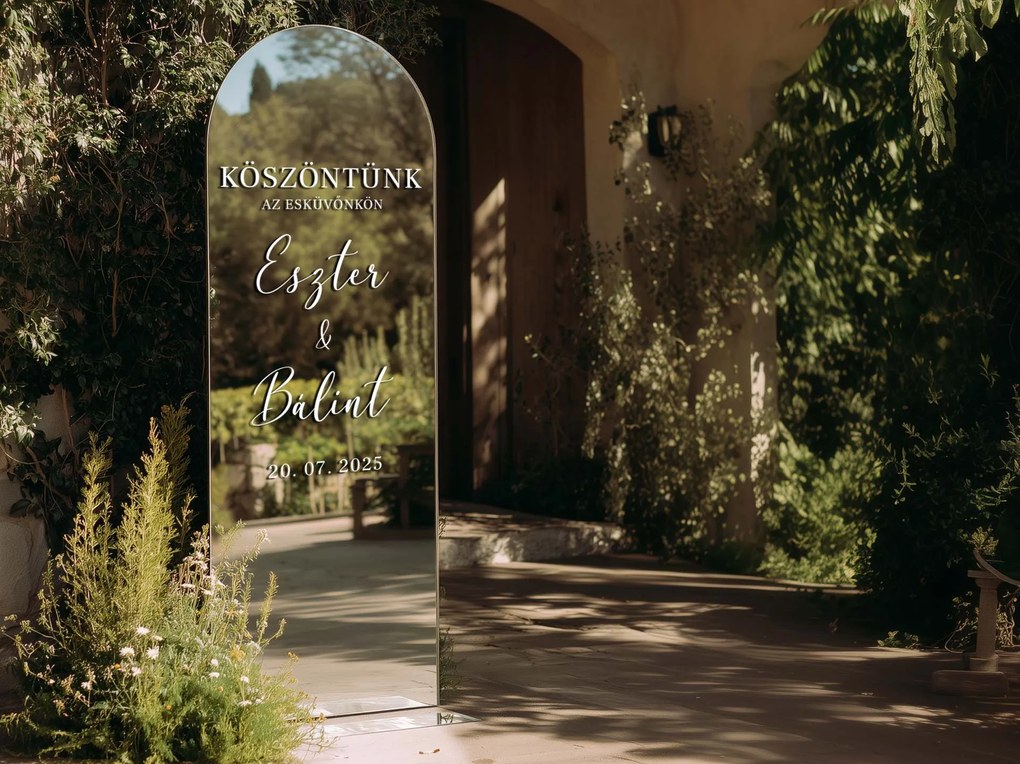 Személyre szabott tükör matrica S51 – Köszöntünk az esküvőnkön 55x100