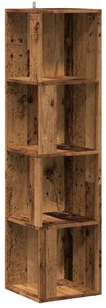 antik fa színű szerelt fa sarokszekrény 33 x 33 x 132 cm