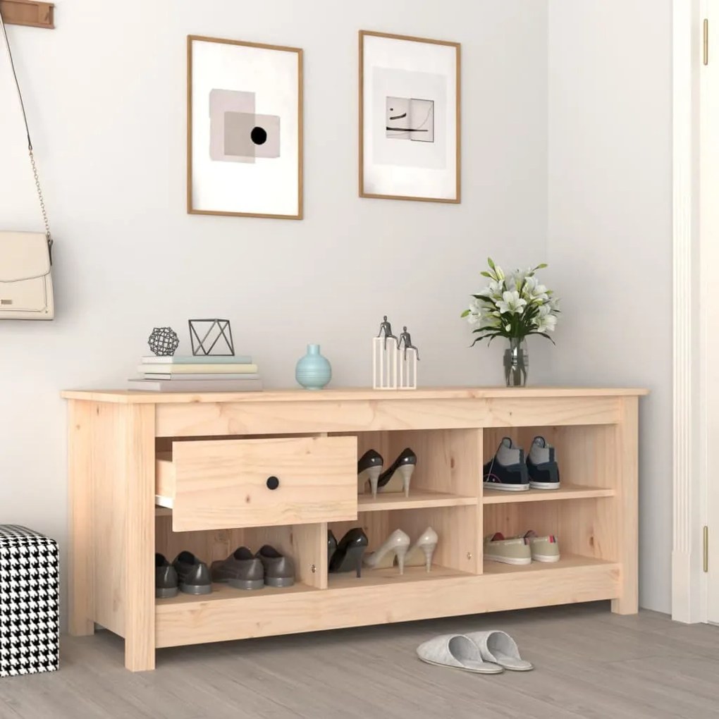 tömör fenyőfa cipősszekrény 110 x 38 x 45,5 cm