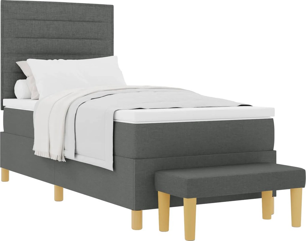 vidaXL Boxrugós ágy matracmal Sötétszürke 80 x 200 cm szövet