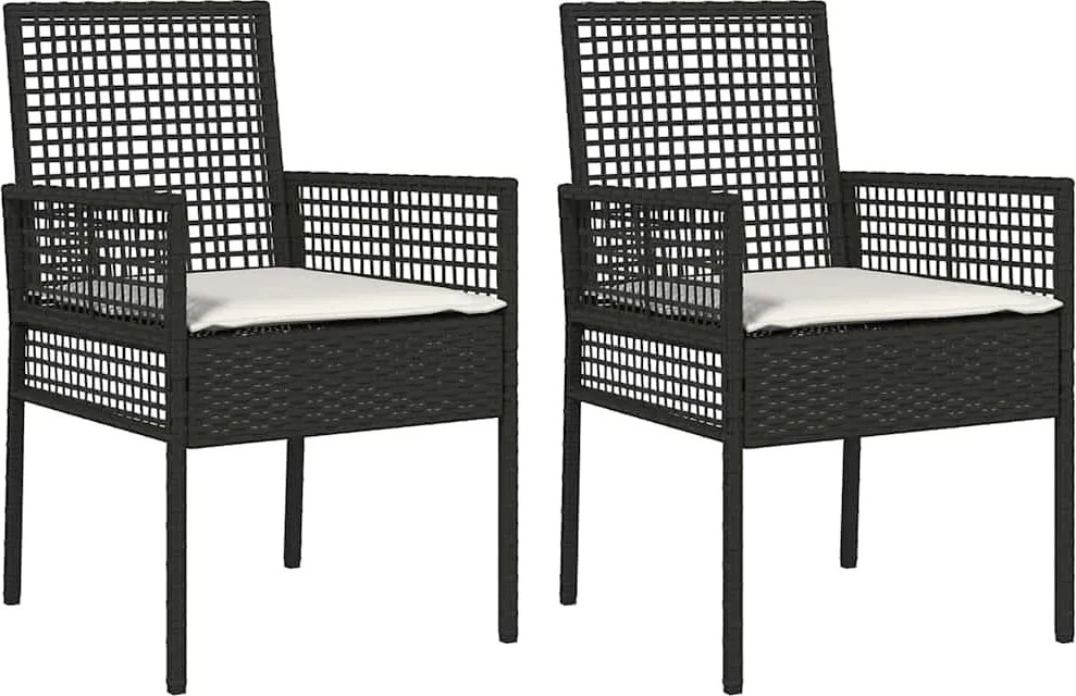 vidaXL Kerti Szék párnával 2 pcs Fekete 55 x 53 x 85 cm polirattan