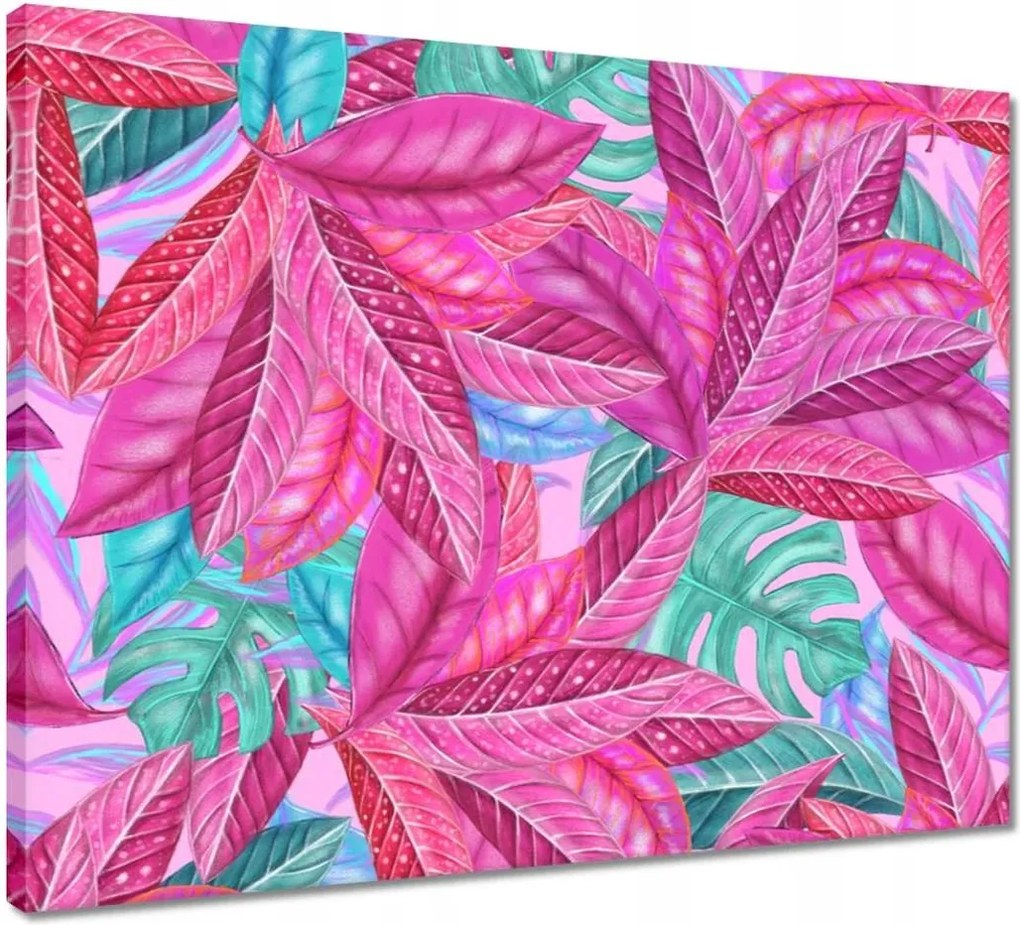 Vászonkép 50x40 Rózsaszín fújás Levelek