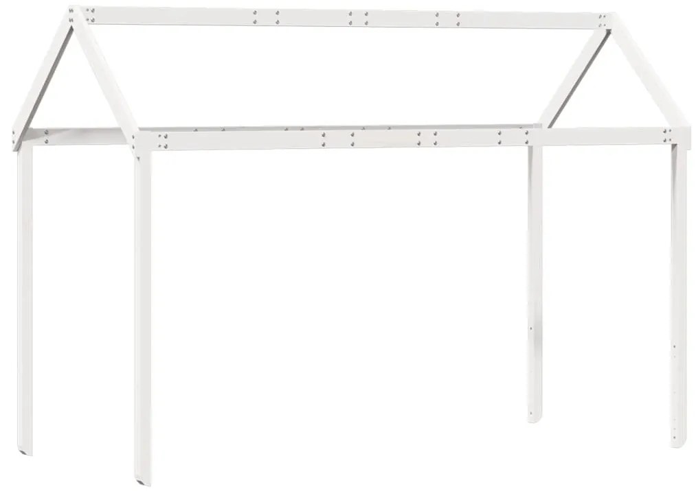 fehér tömör fenyőfa magasított ágy tetővel 90 x 190 cm