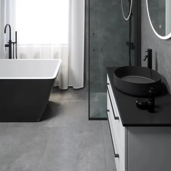 BATH DELUXE 06-040-16-02-00 - Pult fölé szerelhető mosdó LJORDAL, Ø 40 cm, acél/fekete