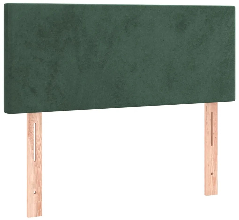 sötétzöld bársony rugós ágy matraccal 100 x 200 cm