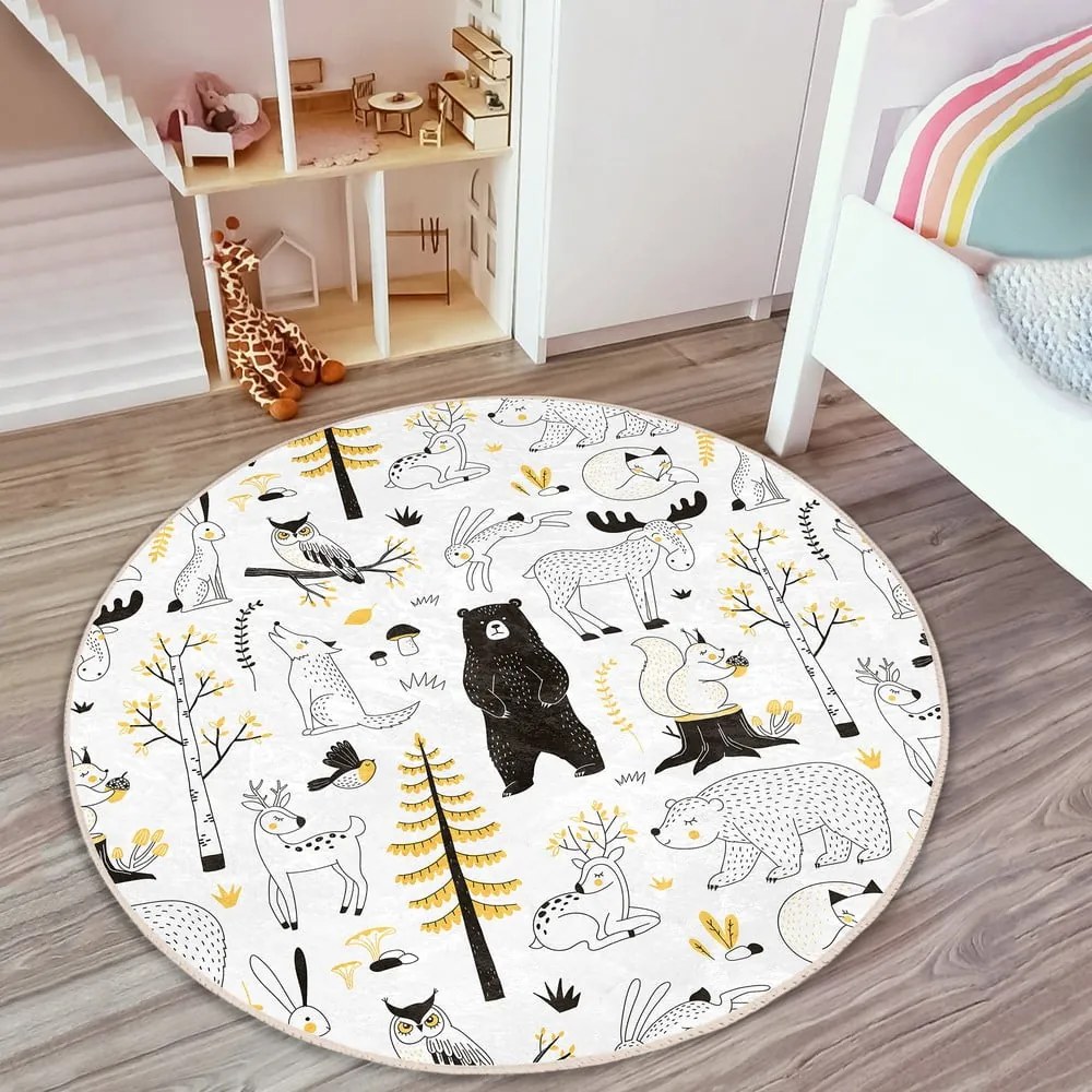 Sárga-fehér gyerek szőnyeg ø 120 cm Comfort – Mila Home