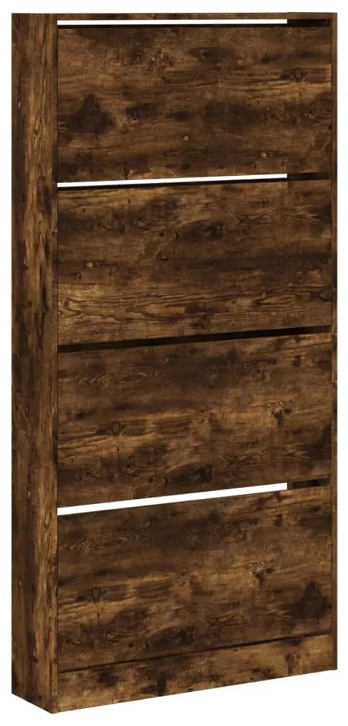 füstös tölgy cipőszekrény 4 kihajtható fiókkal 80x21x163,5 cm