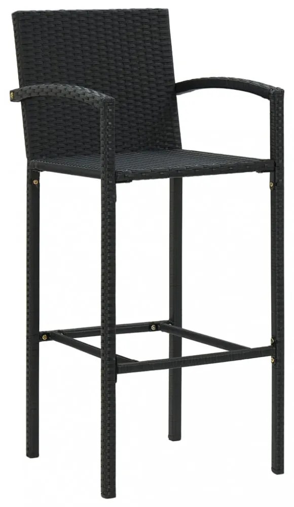 5 részes fekete polyrattan kerti bárszett