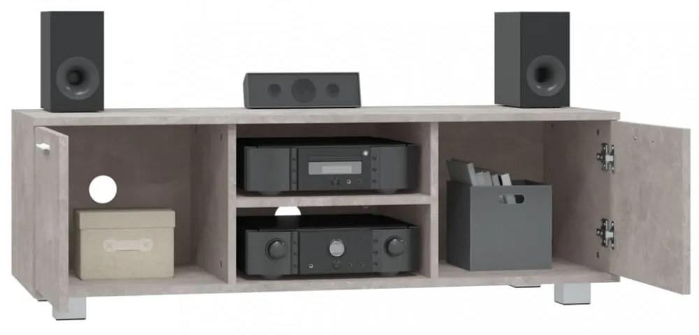 betonszürke szerelt fa TV-szekrény 120 x 34,5 x 35 cm