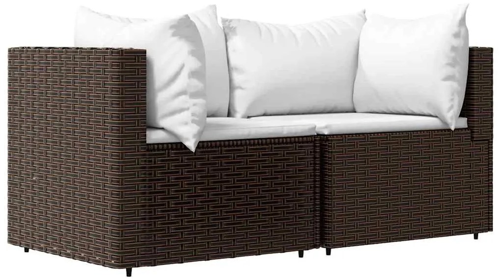 3 részes barna polyrattan kerti ülőgarnitúra párnával