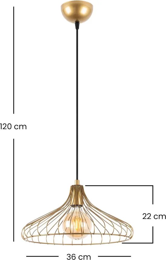 DEPAY-11251 arany fém függőlámpa, Ø36 cm