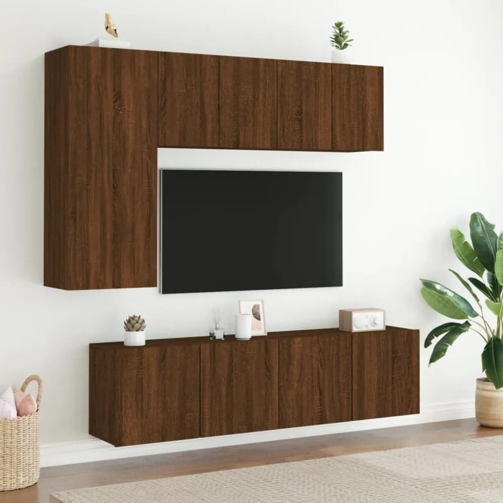 2 db barna tölgyszínű falra szerelhető TV-szekrény 60x30x41 cm