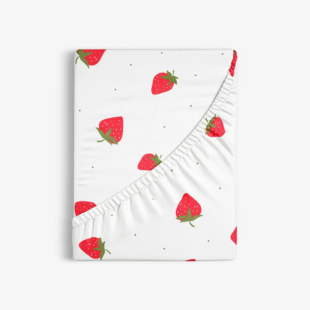 Goldea pamut gumis lepedő - friss szamócák 180 x 200 cm