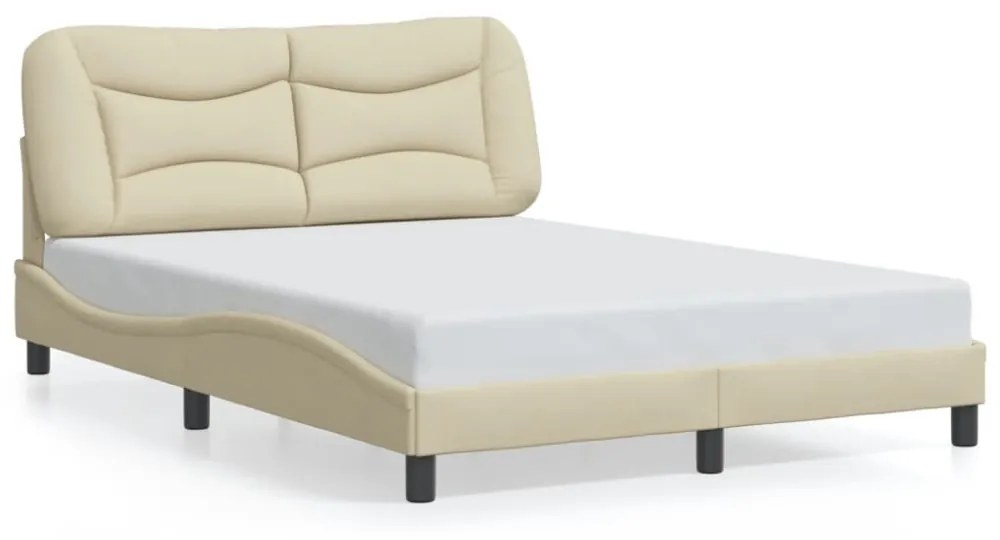 krémszínű szövet ágykeret LED-ekkel matrac nélkül Hvar 120x200 cm