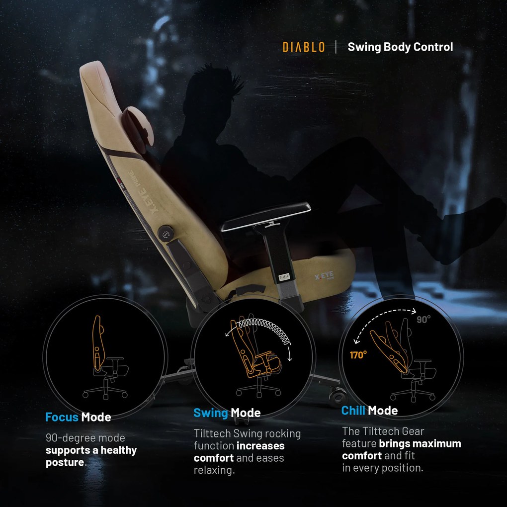 Gamer szék Normal Size arany-fekete: Diablo X-Eye Prime Broken Gold