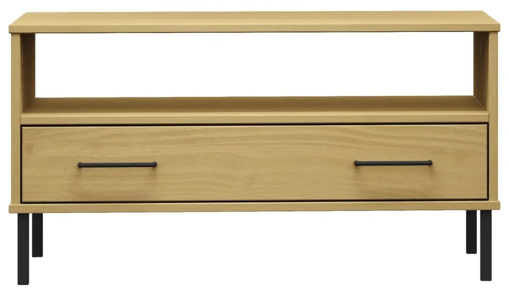OSLO barna tömör fa dohányzóasztal fém lábakkal 85x50x45cm