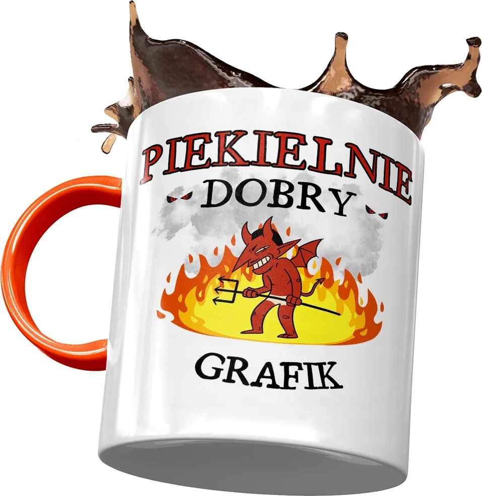 Narancssárga Bögre Grafika Pokolian Jó Nyomtatott Fotóval