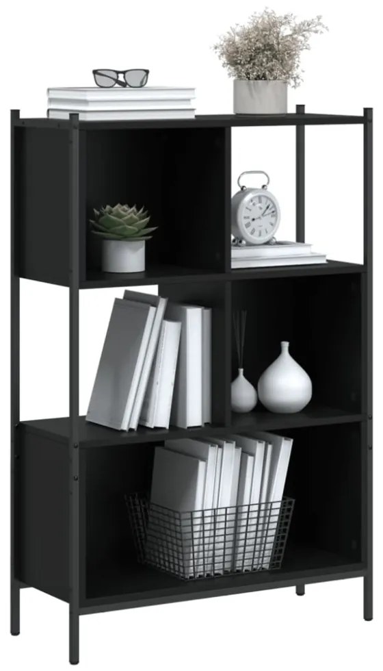 fekete szerelt fa könyvszekrény 72x28x109 cm