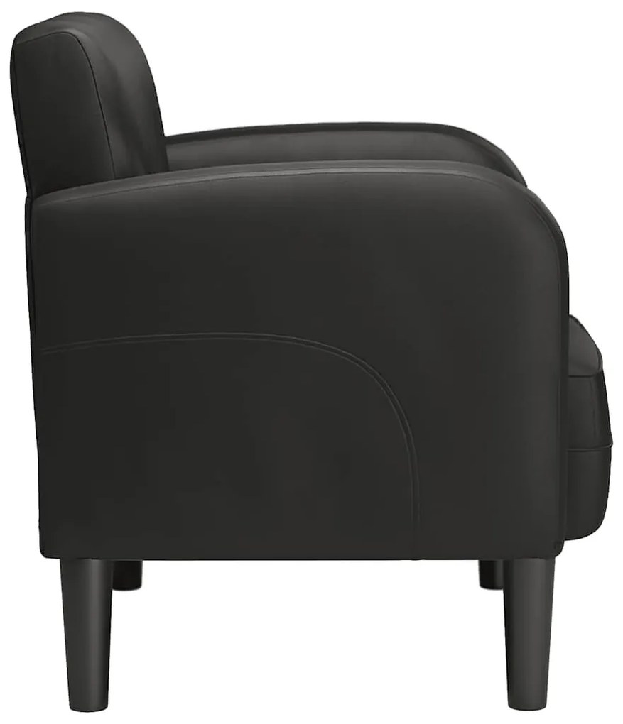 fekete műbőr kanapé szék karfával 54 cm