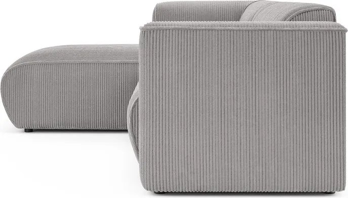 Világosszürke kordbársony sarokkanapé (bal oldali-heverő résszel) Merid – Ropez