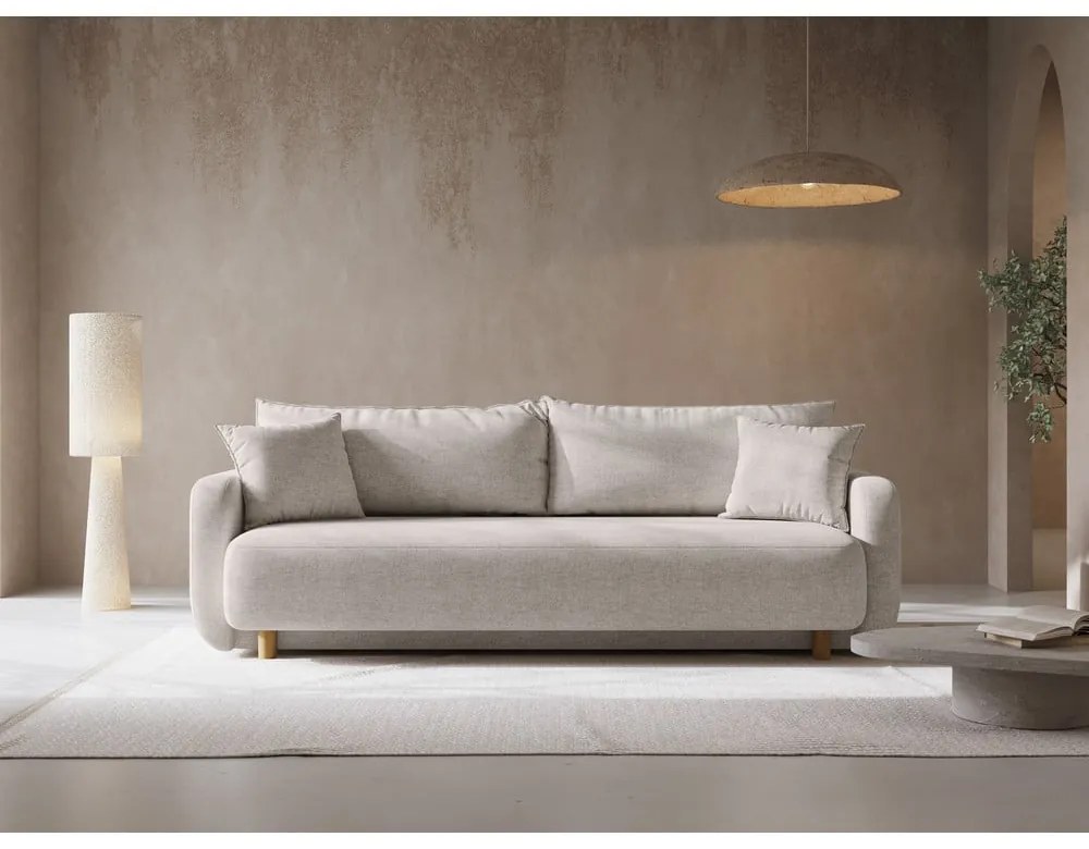 Bézs kinyitható tárolóhelyes kanapé 231 cm Elen – Micadoni