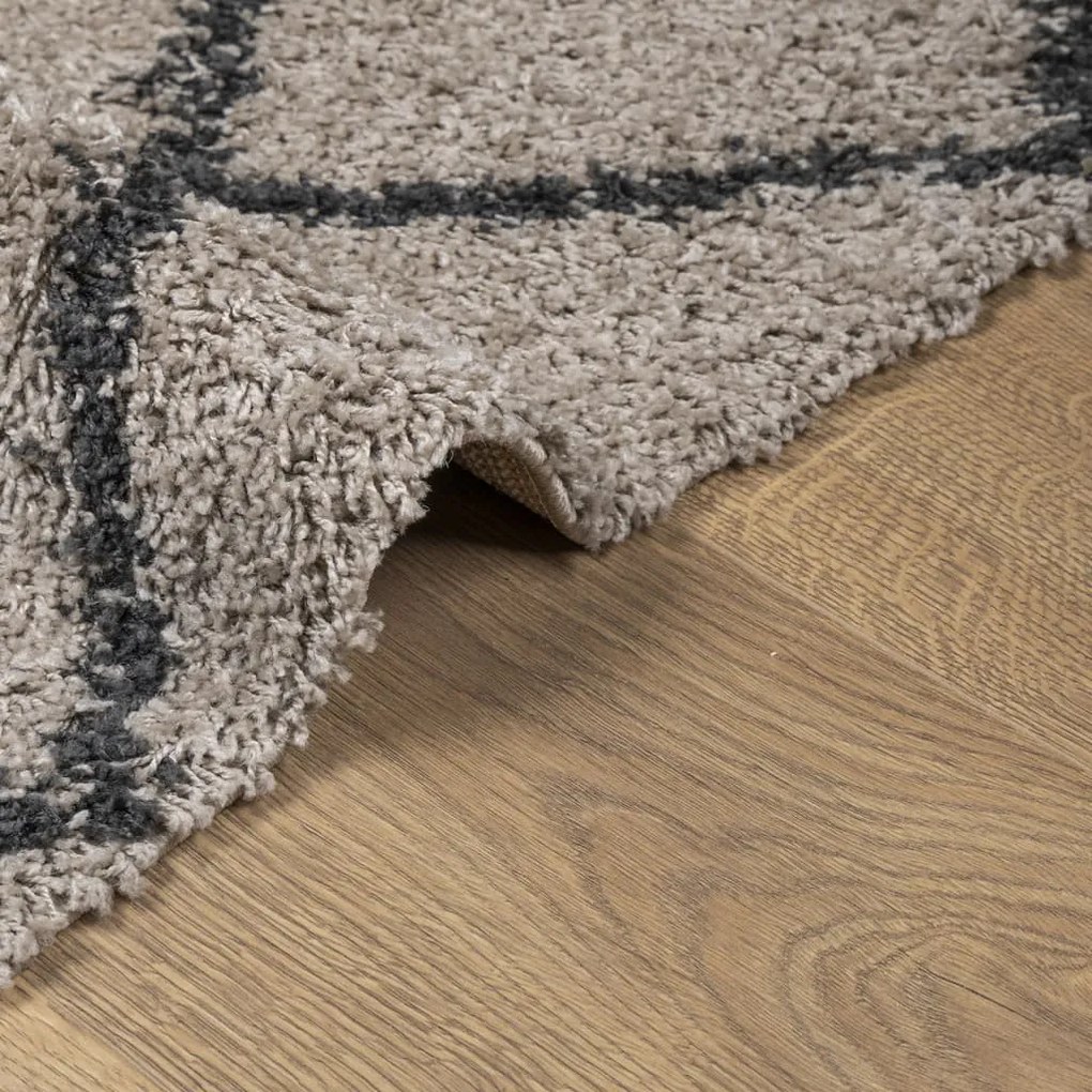 PAMPLONA bézs és antracit bolyhos modern szőnyeg 100 x 200 cm