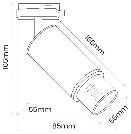 MICA 1xGU10/25W 230V fehér spot lámpa sínrendszerhez, 1 fázisú