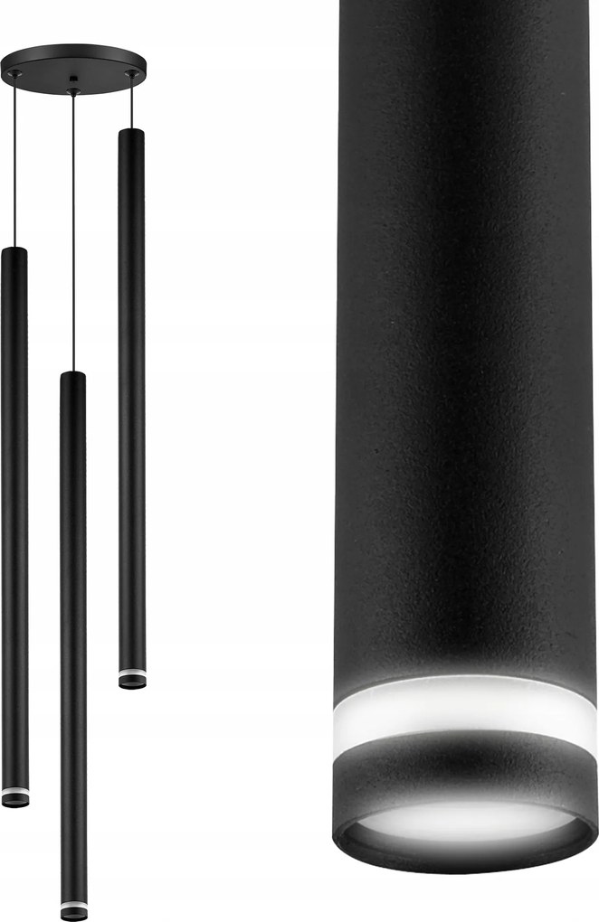 Mennyezeti Lámpa Függő Plafon Csillár Cső Jégcsap Fekete 3x G9 Modern