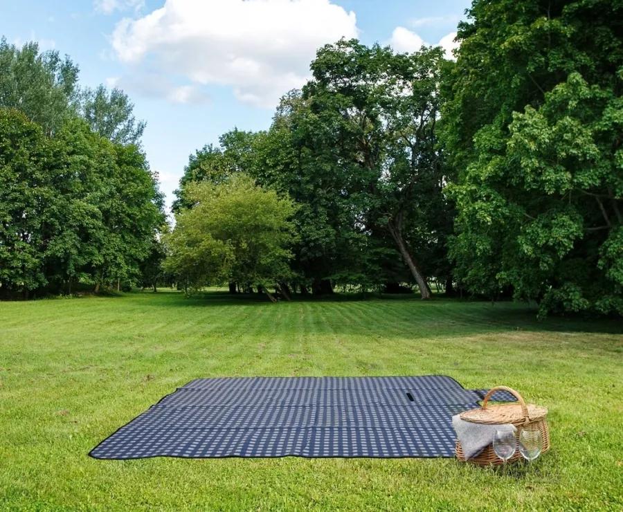 Vízálló strand és piknik takaró, 130 x 150 cm - kék