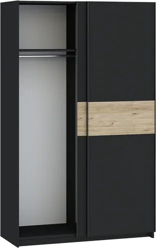 BERNO ruhásszekrény, 120 cm | Antracit + hickory tölgy