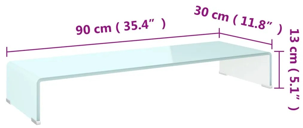 zöld üveg TV állvány/monitor magasító 90 x 30 x 13 cm
