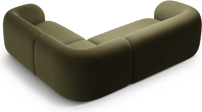 Zöld bársony sarokkanapé (jobb oldali-L alakú) Kate – Micadoni