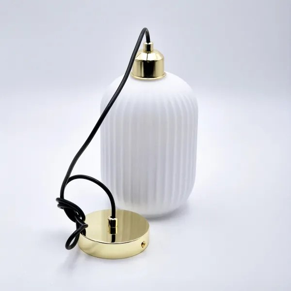 Csillár zsinóron HARMA 1xE27/15W/230V átm. 14 cm fehér/arany