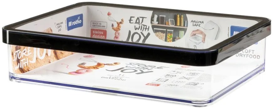 ROTHO LOFT MŰANYAG KONYHAI TÁROLÓDOBOZ 1 L, LAPOS - FEKETE
