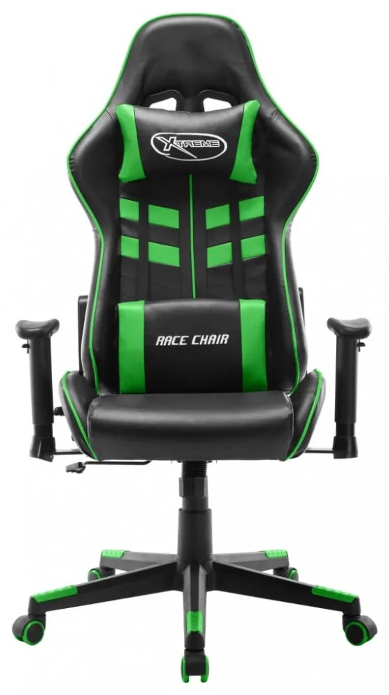 fekete és zöld műbőr gamer szék