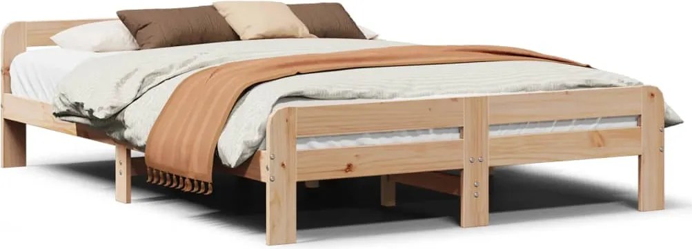 vidaXL tömör fenyőfa ágy matrac nélkül 150x200 cm
